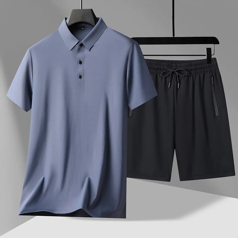 polo Shirts + shorts 2024 summer new style fashion Sportswear Men's Casual Sets Male Fashion shirts and shorts full size M-4XL