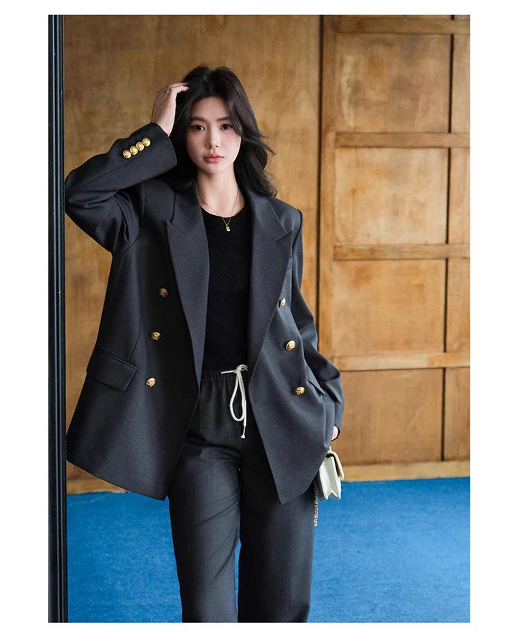 Elegant Peaked Lapel Suit Set