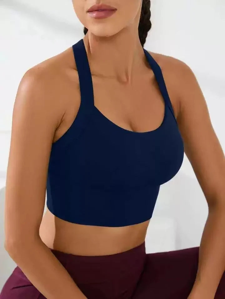Sports and Beautiful Back Bra Set, Cross-Back Sports Bra, No Chest Pad, Adjustable Size, and Can Be Worn Inside Normally