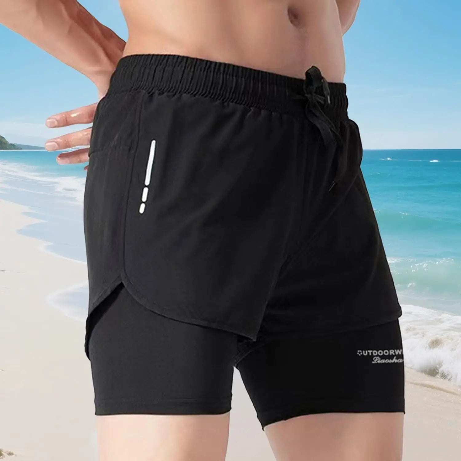 Men's Swim Trunks Quick Dry Athletic Shorts with Compression Liner for Beach Pool Running Gym