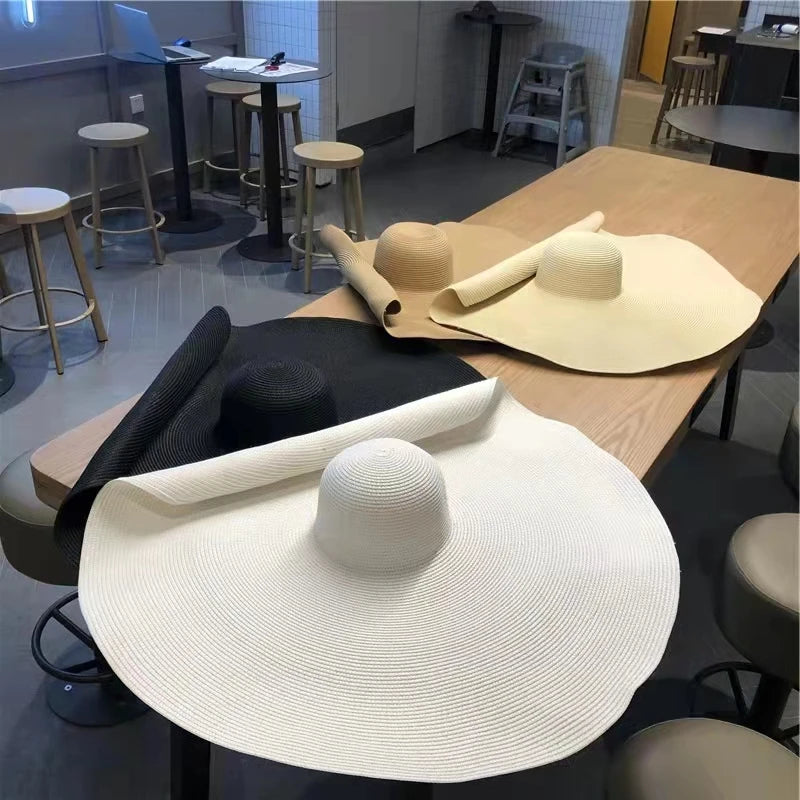 60cm Oversized Foldable Straw Sun Hat