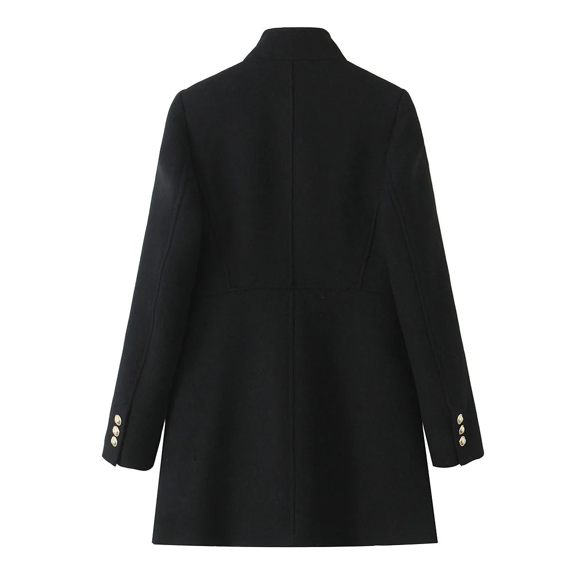 Retro Black Wool Long Coat