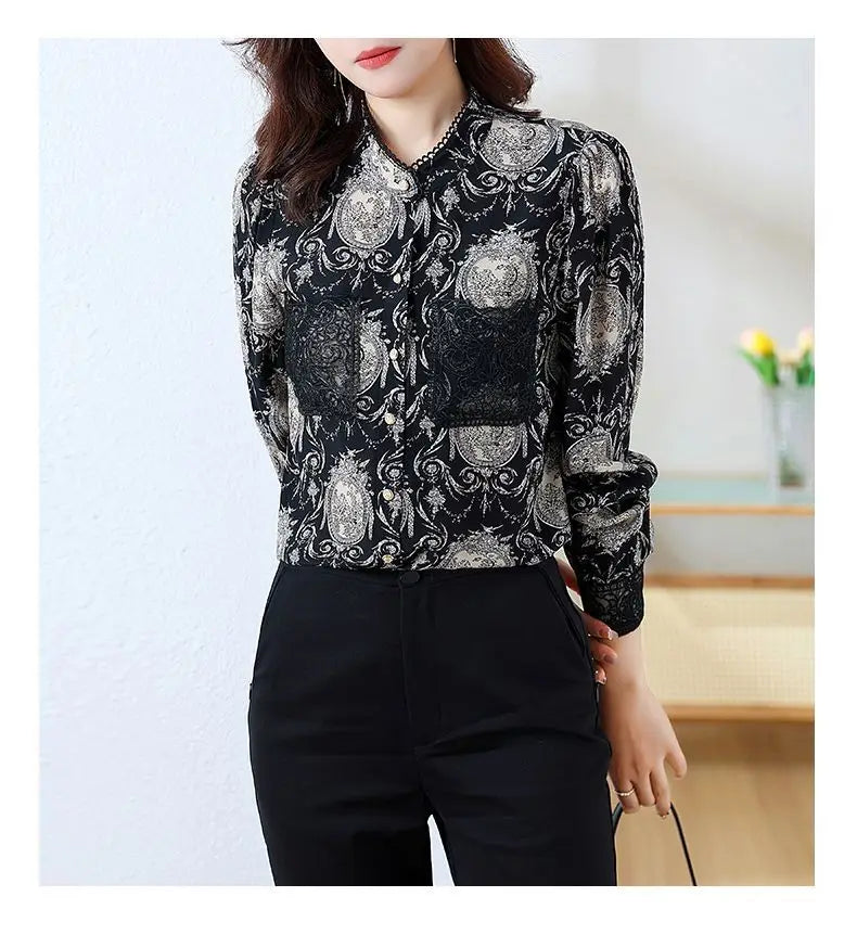 Printed Satin Commuter Shirt Women