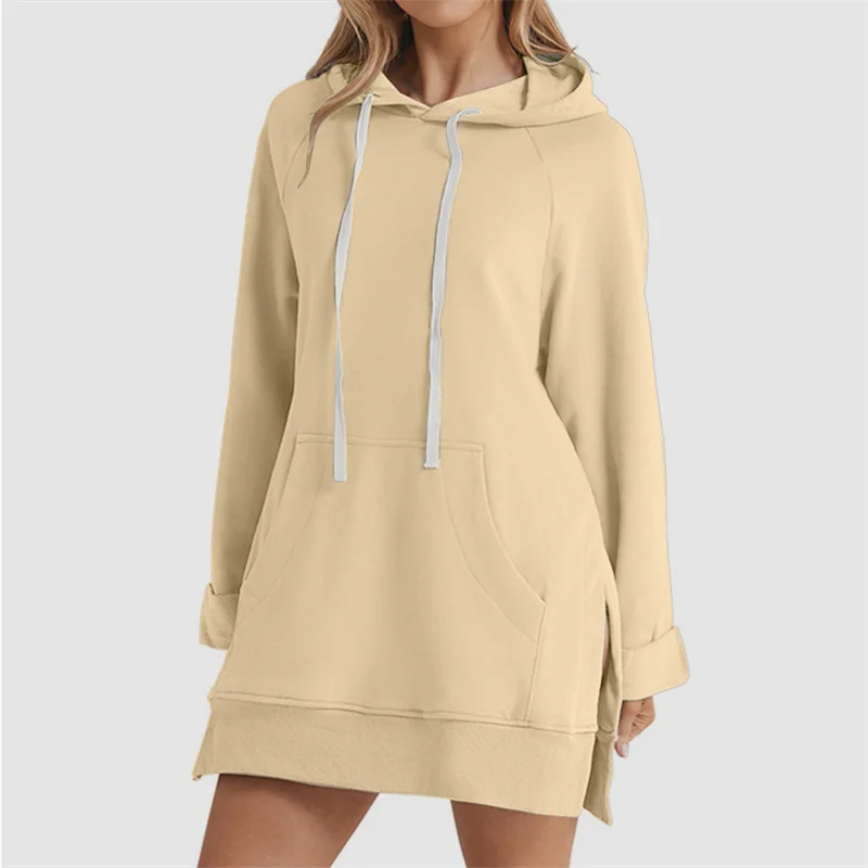 Hooded Slit Hem Hoodie Dress