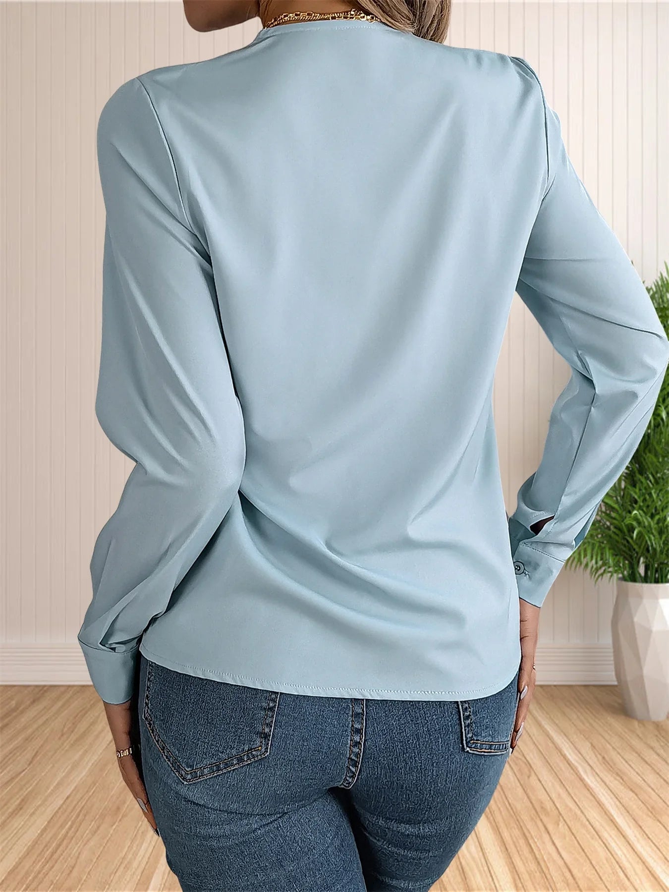 Elegant Layered V-Neck Office Blouse