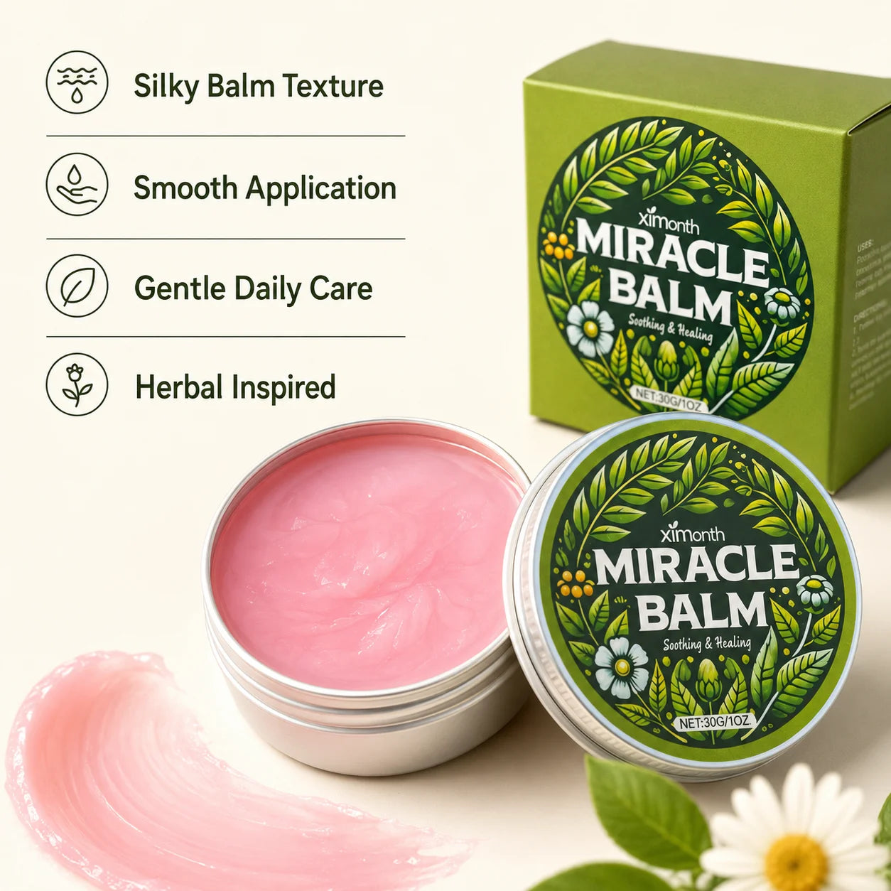 Natural Herbal Miracle Balm 30g Soothing Relief Dry Skin Hydrating Repair Body Care Cream Easy To Apply