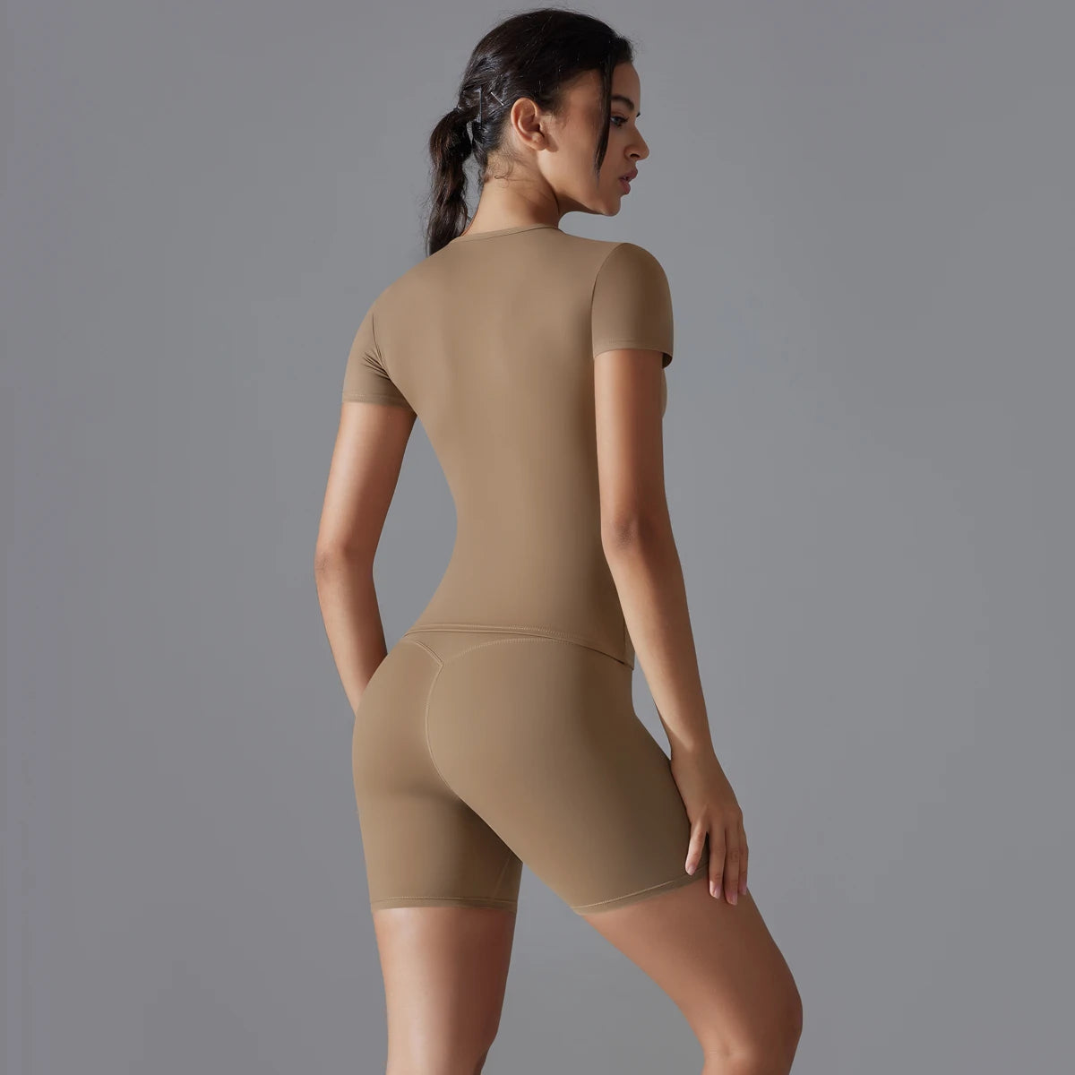 Yoga Set Women Sports Short Sleeve Top With High Waist Leggings Running Jogging Workout Clothes Sports Fitness Gym Sets