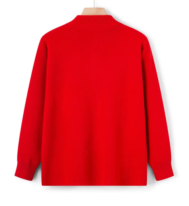 Women Winter Coats Vintage Printed Knitted Cardigan Sweater Female Jacket Spring Autumn Outerwears Top Wool Knitwear Coat