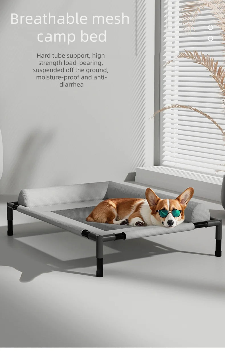 Elevated Pet Bed for Dogs & Cats Durable Breathable Cat Bed with Slope Headrest Washable Pet Bed Cat House for All-Season Use