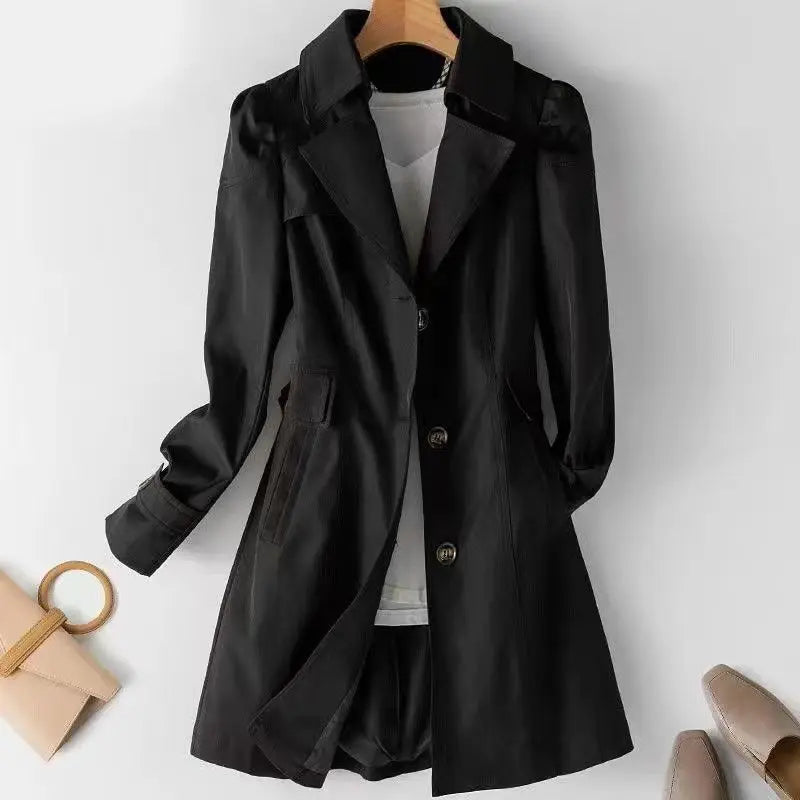 Slim Double Breasted Long Trench