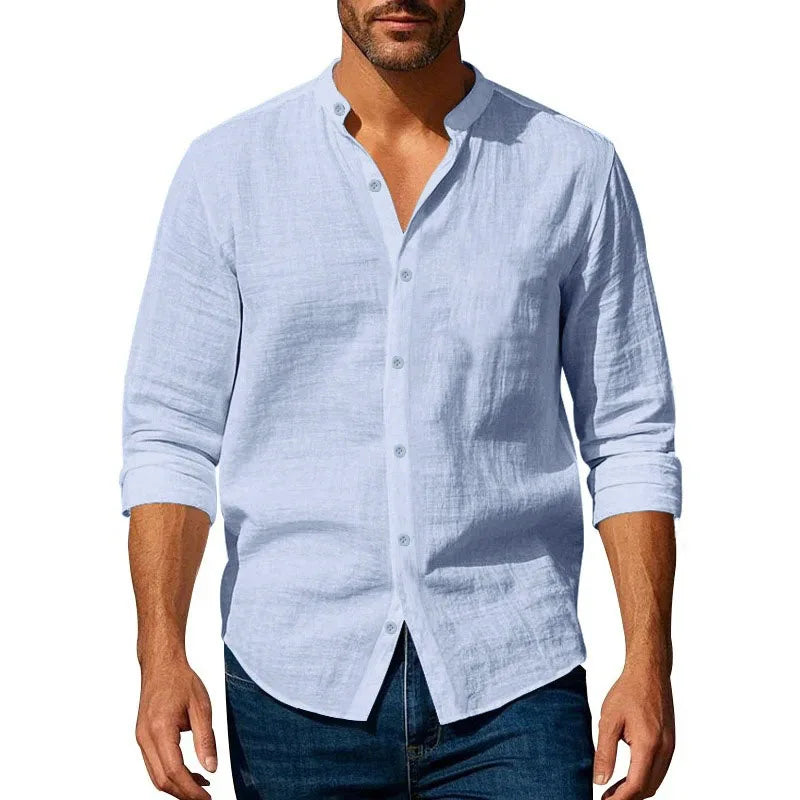 Cotton Linen Beach Shirt Men