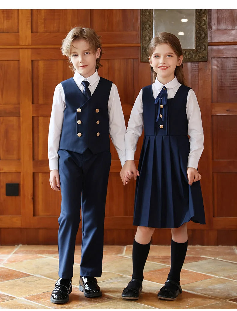 British Style Kids Vest Suit