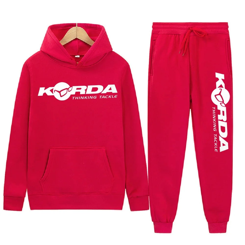 Men's Women 2Pcs Sets Fleece Sweatshirt Hoodies Pants Korda Inspired Tribute Male Sportswear Tracksuits Unisex Ensemble Homme