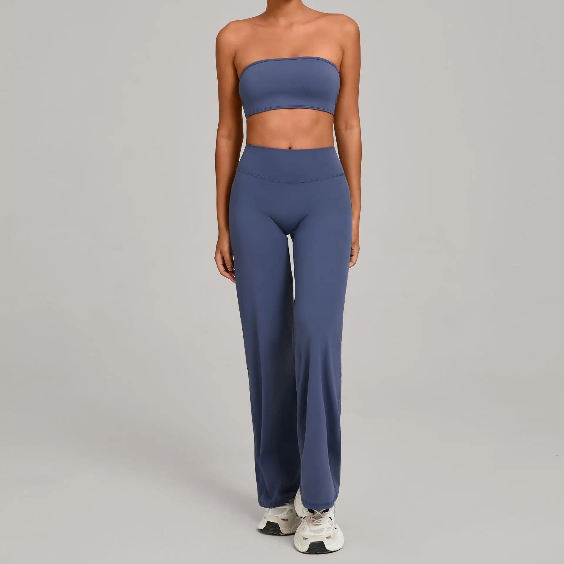 2PCS Yoga Set Women Yoga Pant Workout Tracksuit Sportswear Gym High Waist Straight Leg Bottoms Fitness Bta Sports Suit XP01