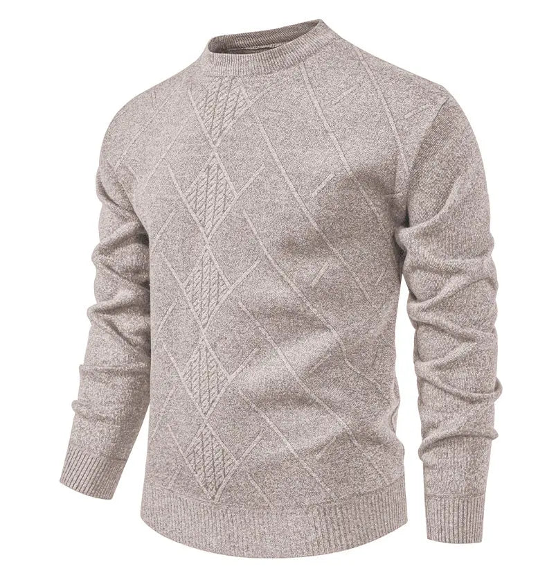 New Sweater Men Casual Knitted Pullover Solid Color Warm Regular Fit Round Neck Sweater Pullovers Mens Sweatwear