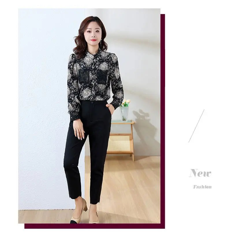 Printed Satin Commuter Shirt Women