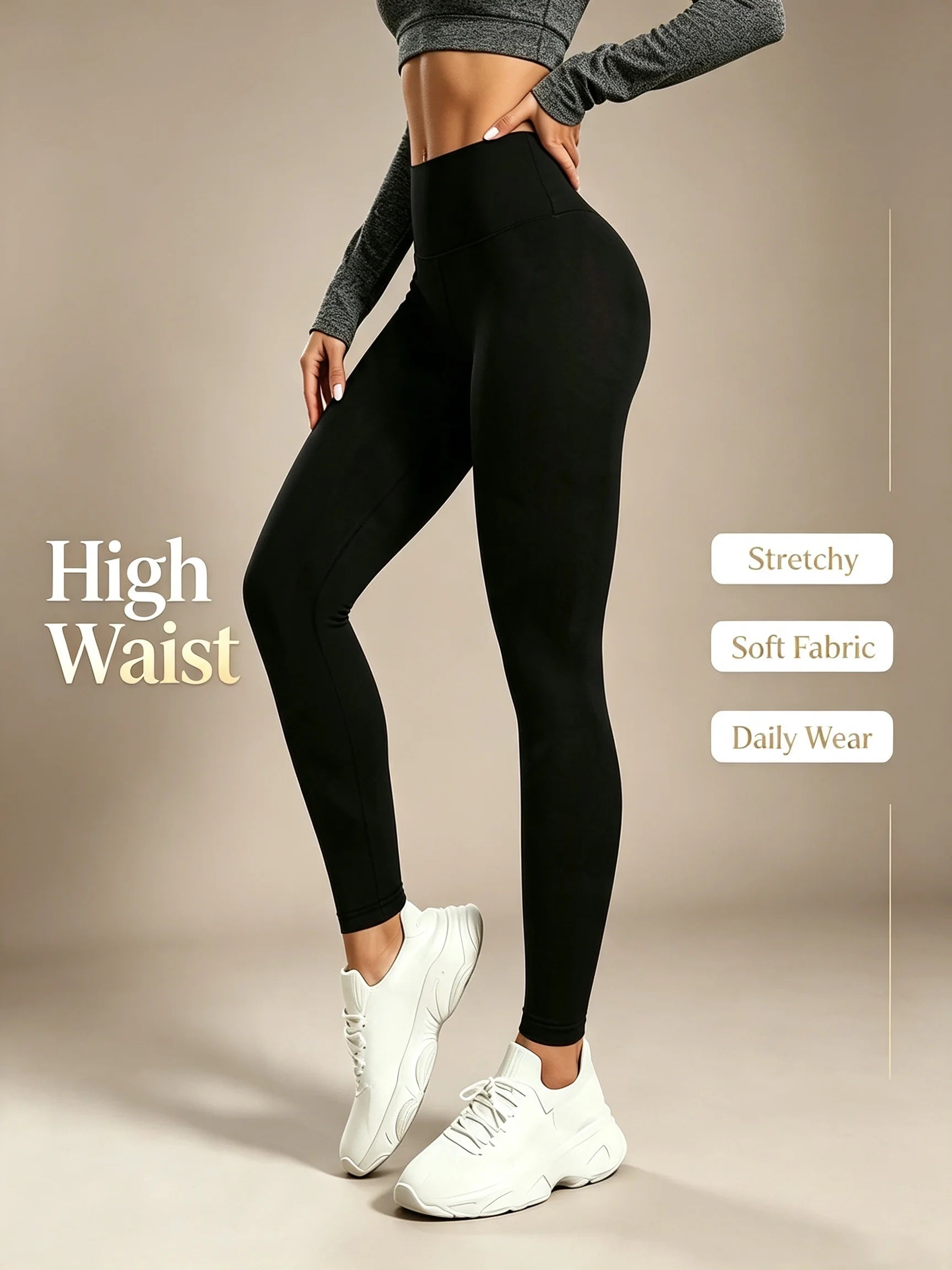 Women's Yoga Leggings Solid Color High Waisted Slim Fit Hip Lifting Stretch Leggings Quick Drying Breathable Fitness Sport Pants