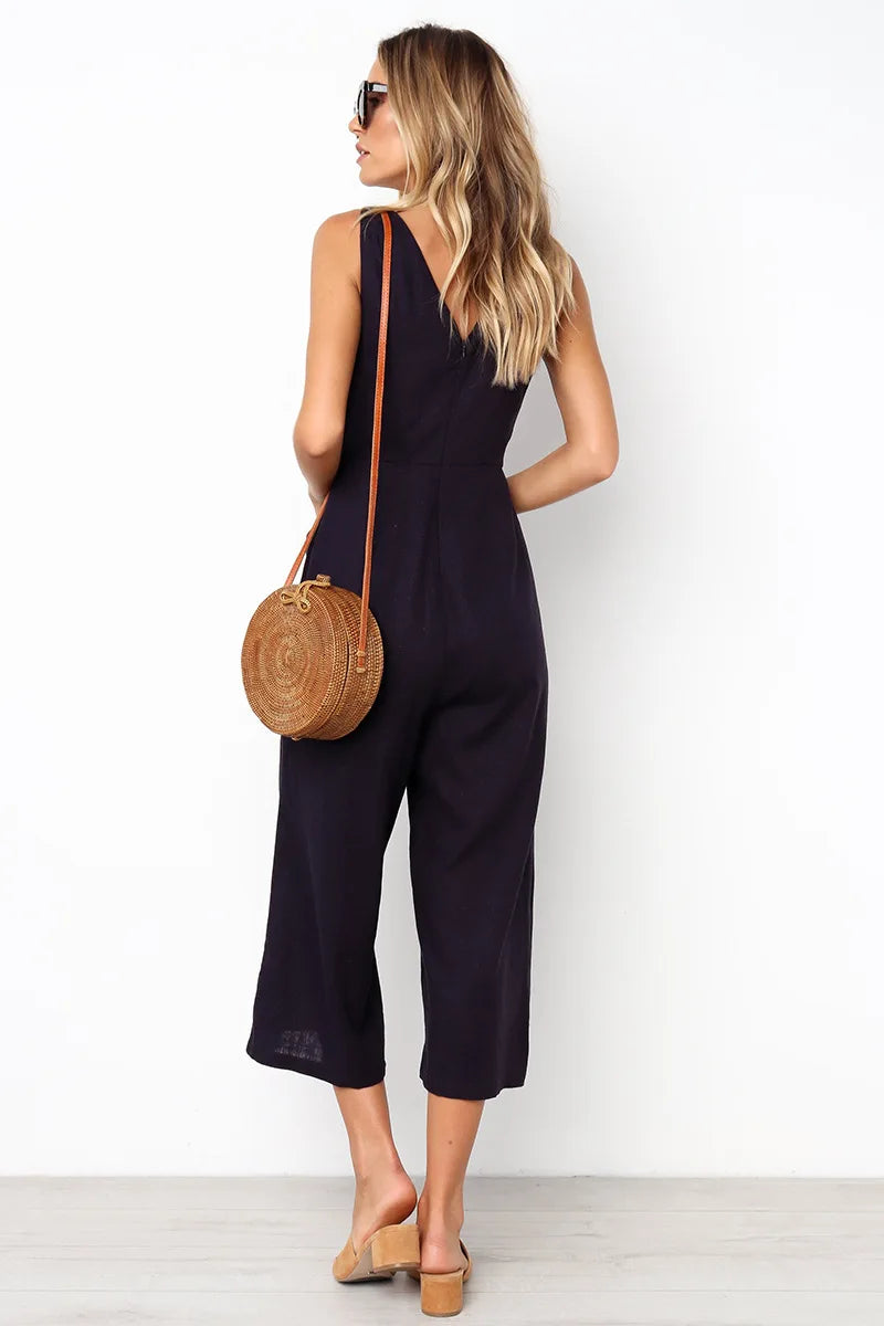 Urban V-Neck Streetwear Jumpsuit