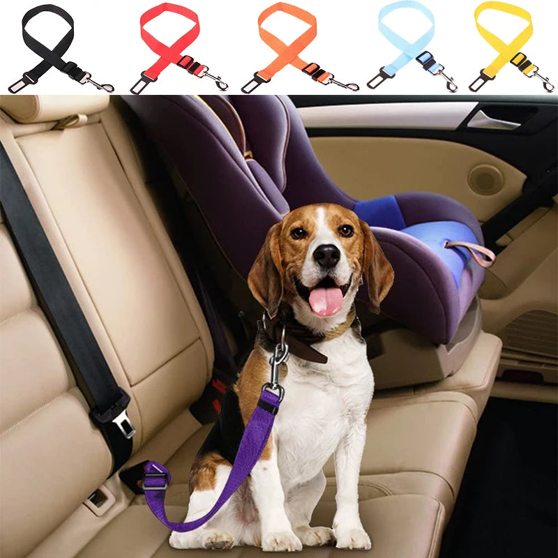 Pet Dog Car Adjustable Safety Belt Harness Safe Lever Traction Collar Car Magic Clip Seat Belt Pet Supplie Auto Accessories