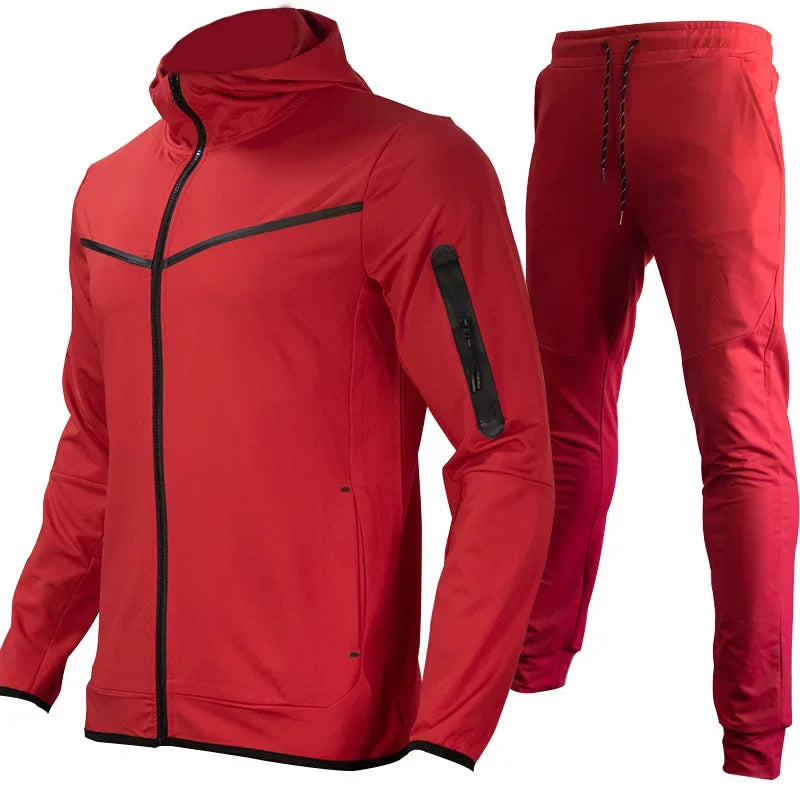 Luxury Brand Men Tracksuits 2-piece Set Black Sports Suit Tracksuits Jogging Men's Clothing Sweatpants Zip Sweatshirts Techwear