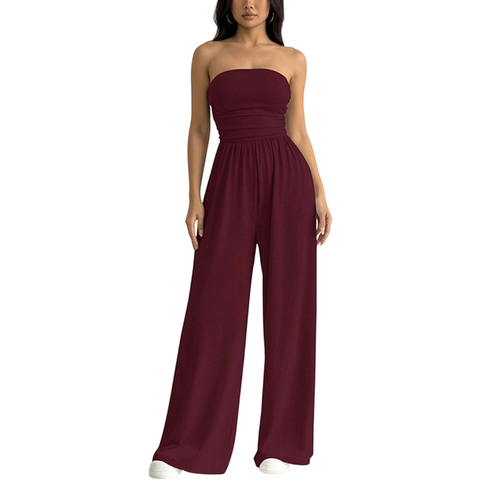 Strapless Wide Leg Casual Jumpsuit