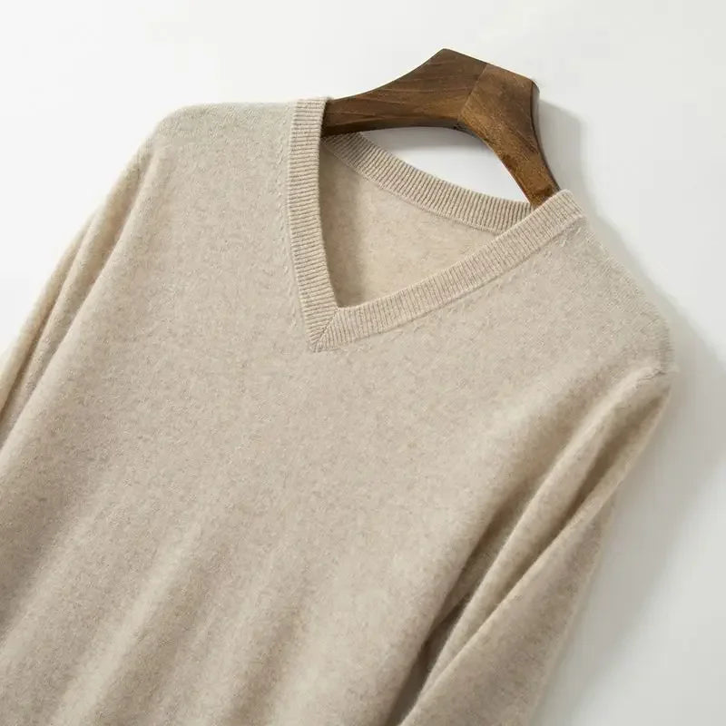 Thick Solid V-Neck Pullover