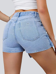 Trendy Asymmetric High Waist Denim Shorts