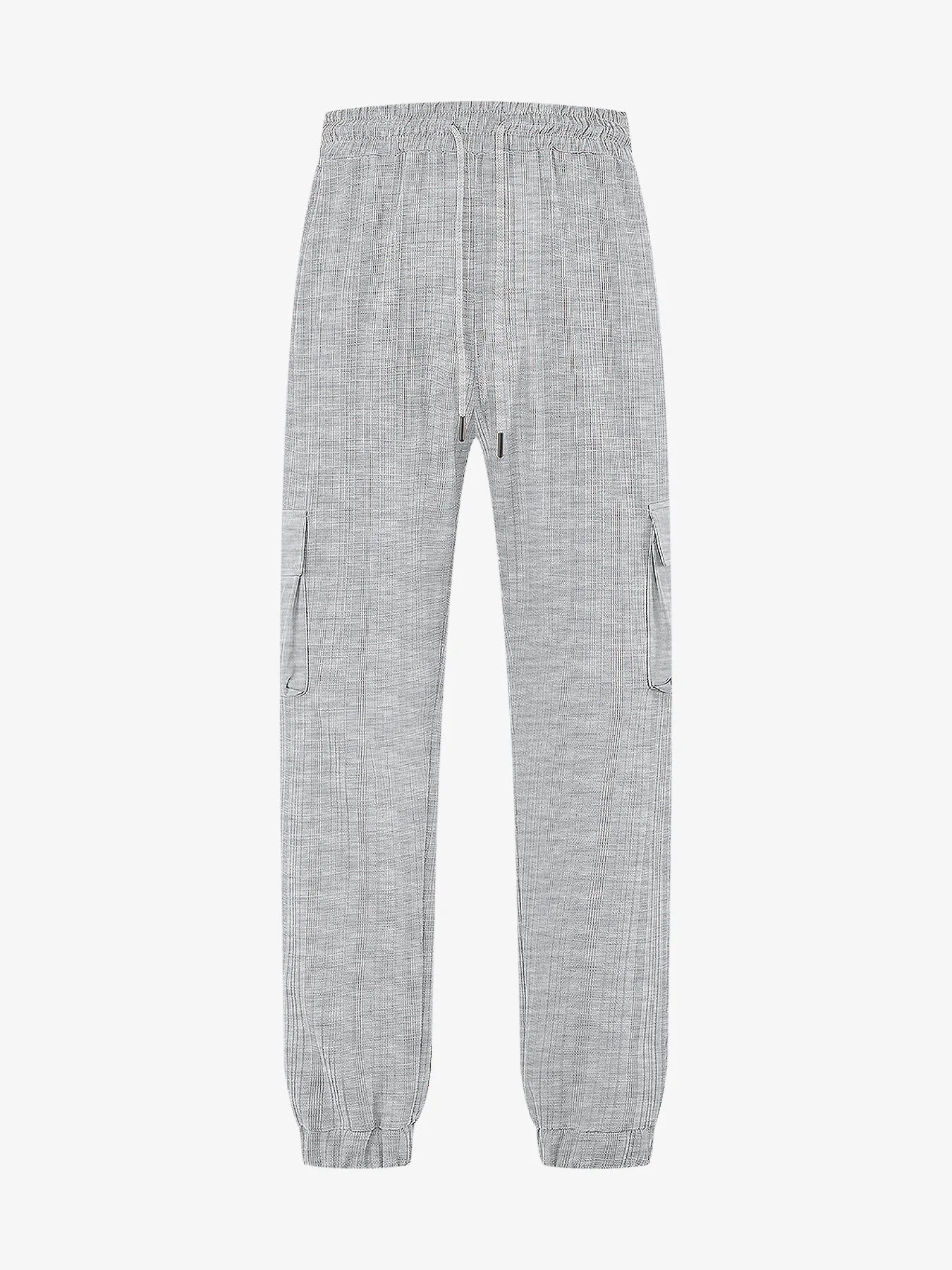 Men's Grid Cargo Joggers Drawstring Elastic Waist Multi Pocket Casual Ankle Length Trousers