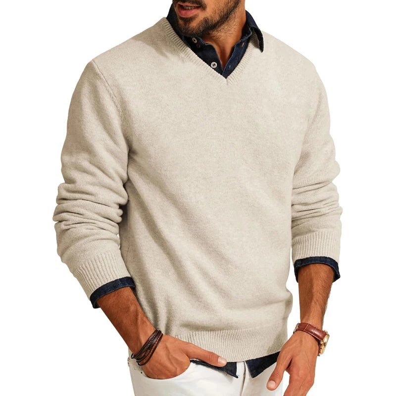 Men’s V-Neck Smart Casual Knit Pullover
