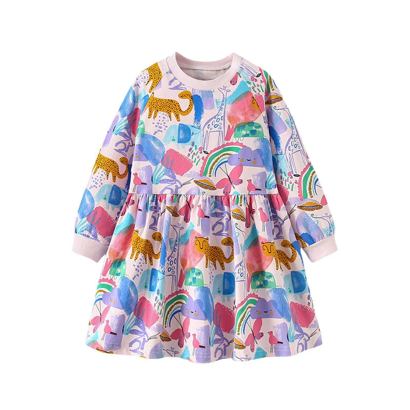 Floral Button Princess Girls Dress