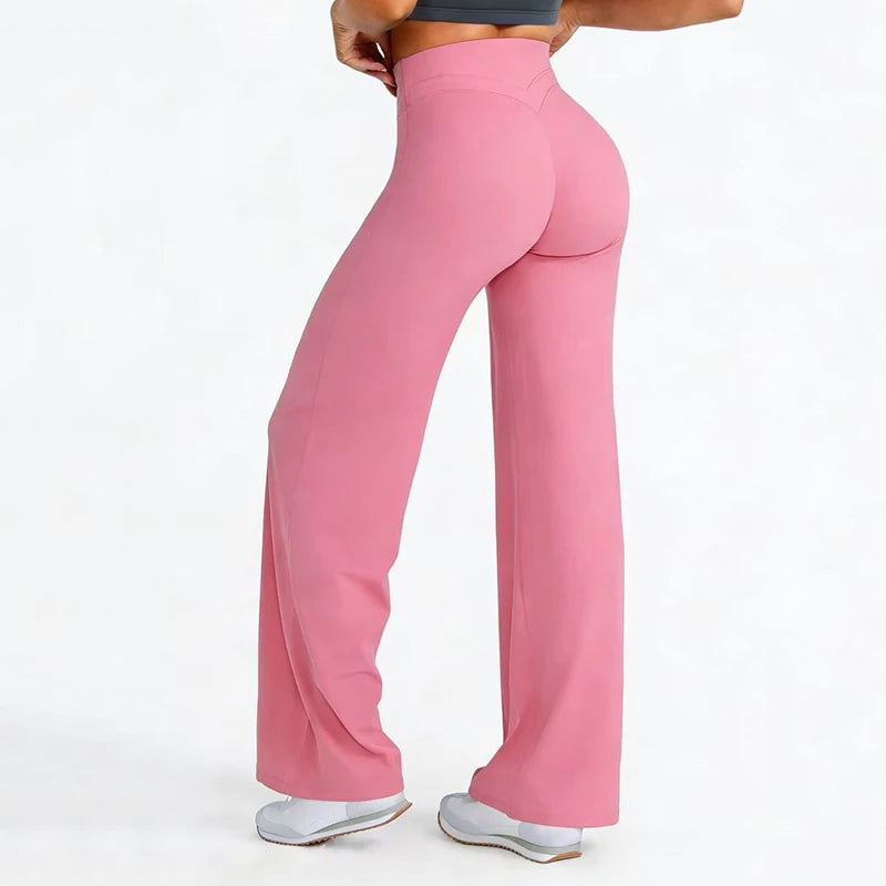 Sports Yoga High Waist Flared Leggings Women Gym Naked Feel Lift The Hips Wide Leg Pants Woman Pilates Running Sport Trousers