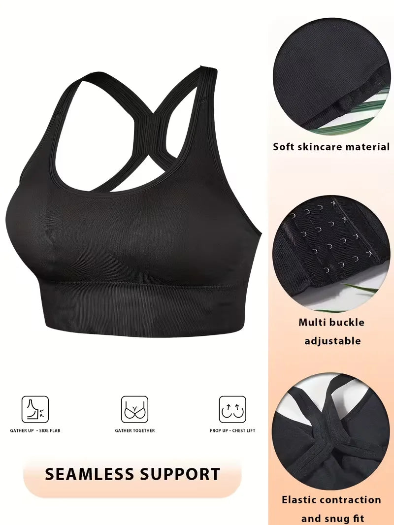Women'S Sports Bra Without Underwire,with Cross Straps And Padding,for Yoga,Running,Fitness Activities