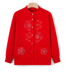 Women Winter Coats Vintage Printed Knitted Cardigan Sweater Female Jacket Spring Autumn Outerwears Top Wool Knitwear Coat