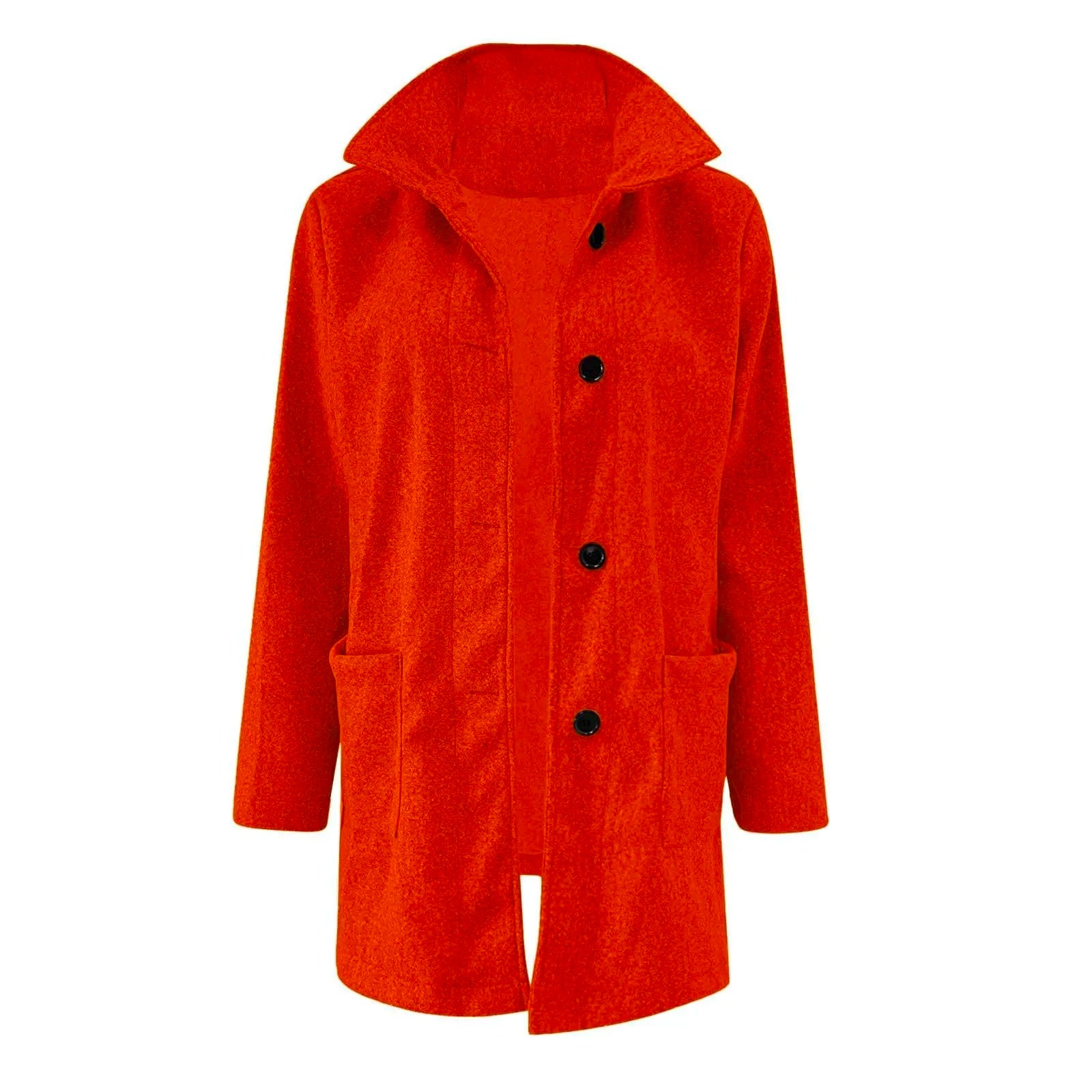 Womens Wool Cardigan Coats With Pockets Ladies Lapel Long Jacket Coat Fashion Solid Casual Winter Jackets for Women Plus Coat