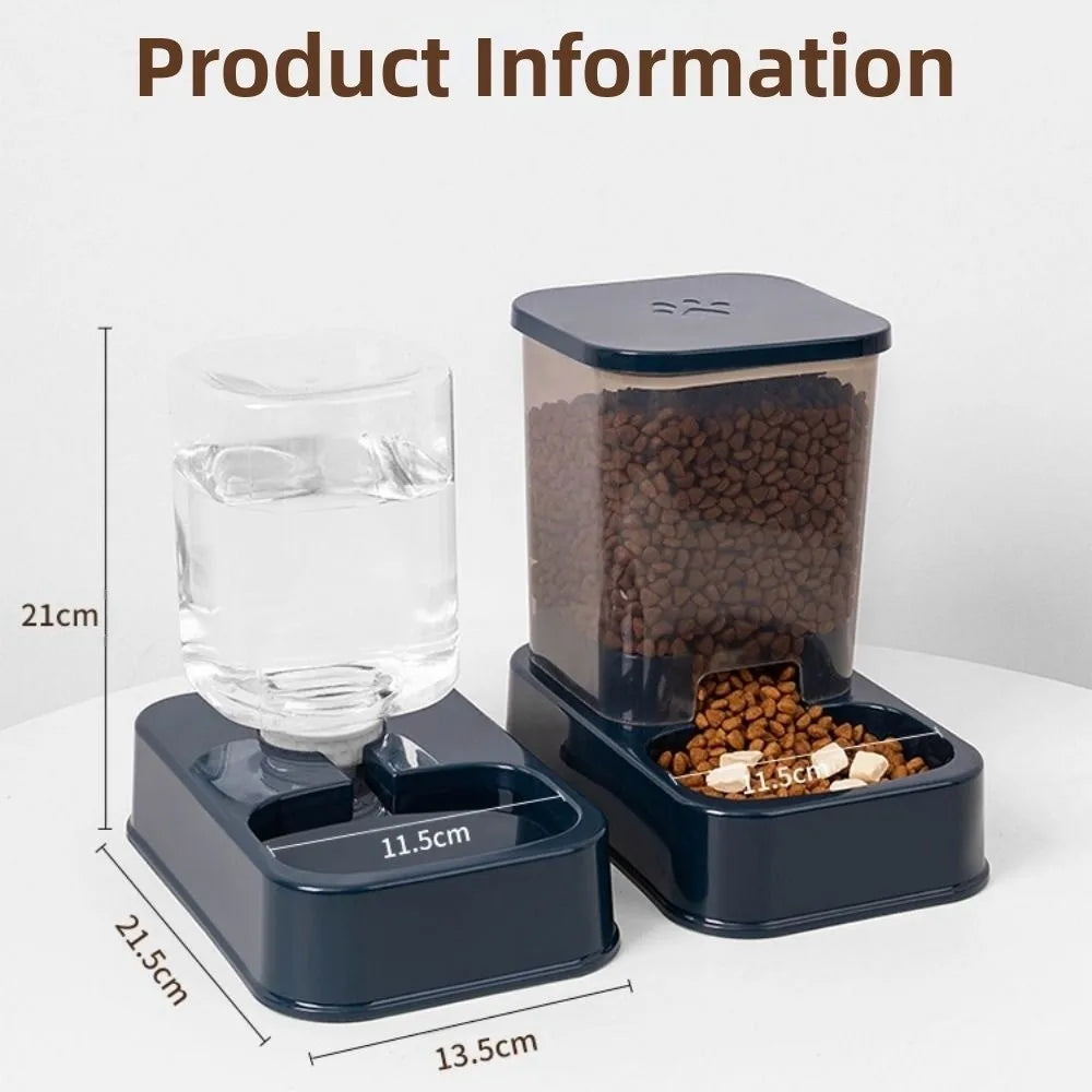 1.2L/1.5L Pet Automatic Feeder Plastic Large Capacity Cat Dog Water Dispenser Feeder Set 3 Colors 2 Styles