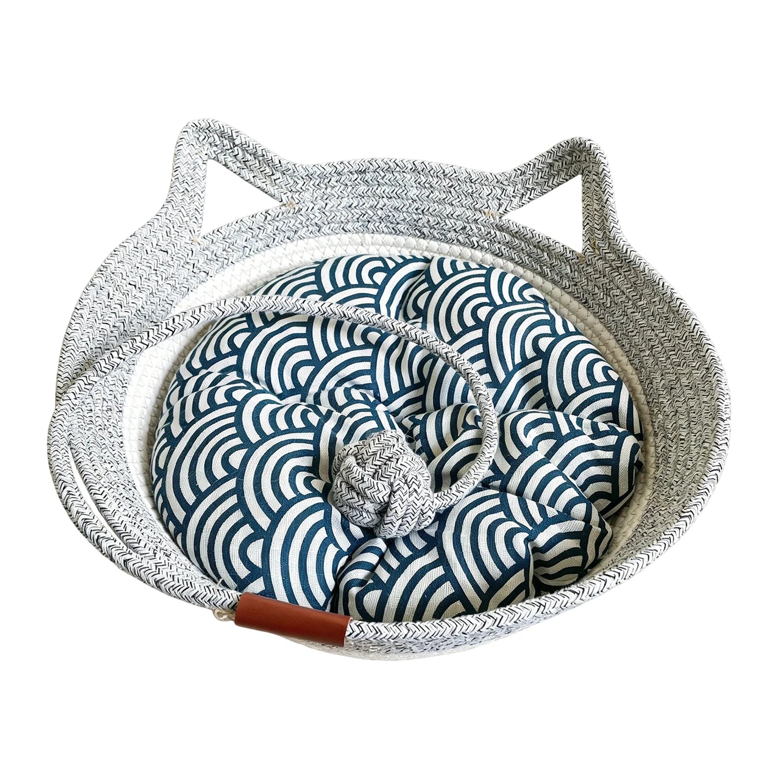 Pet Cat Bed Round Hand Woven Rattan Wear-resistant Cat Bed Summer Pet Bed Indoor Sleeping House Pet Products Accessories