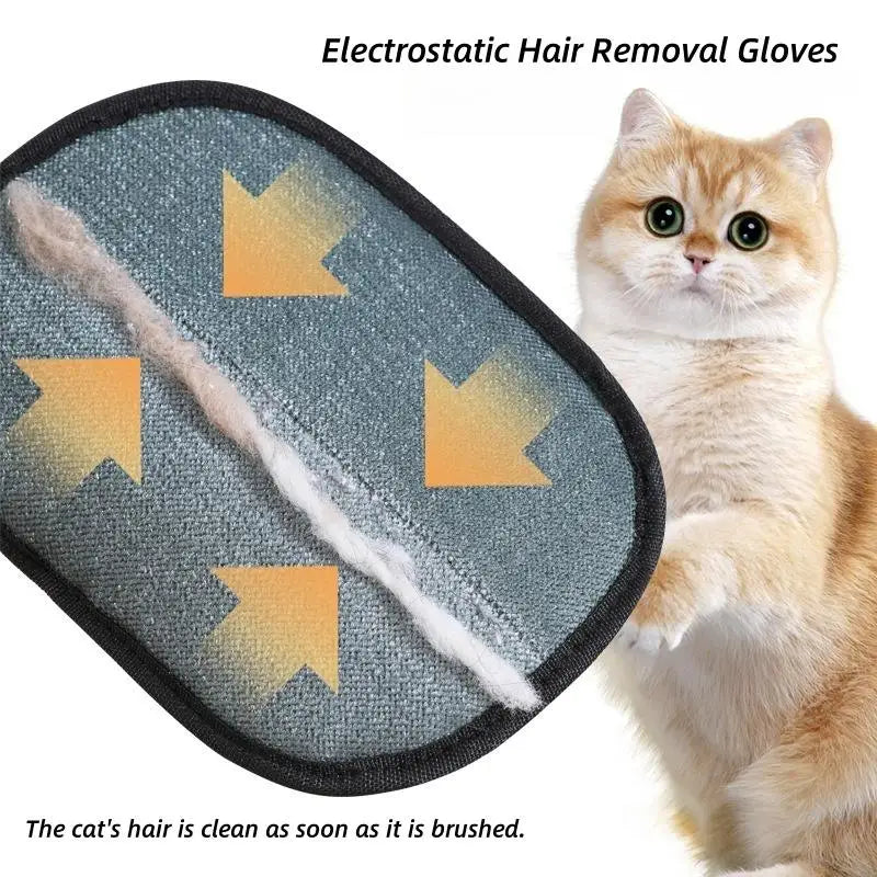 Pet Cats Hair Remover Gloves Electrostatic For Dogs Reusable Washable Grooming Glove With 2-In-1 Lint Roller Brush