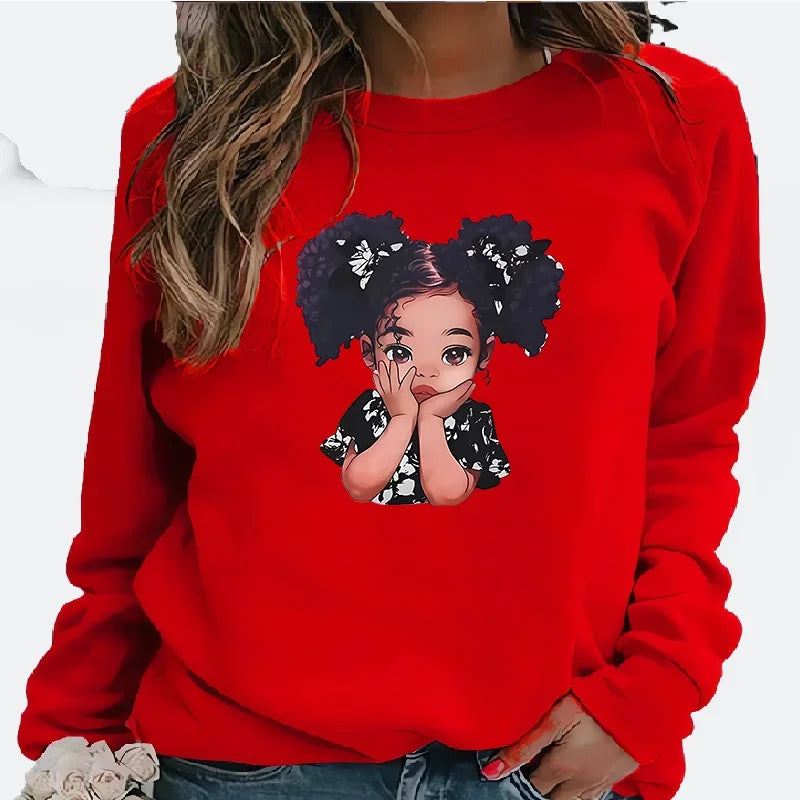 Printed Fleece Pullover Women Hoodie