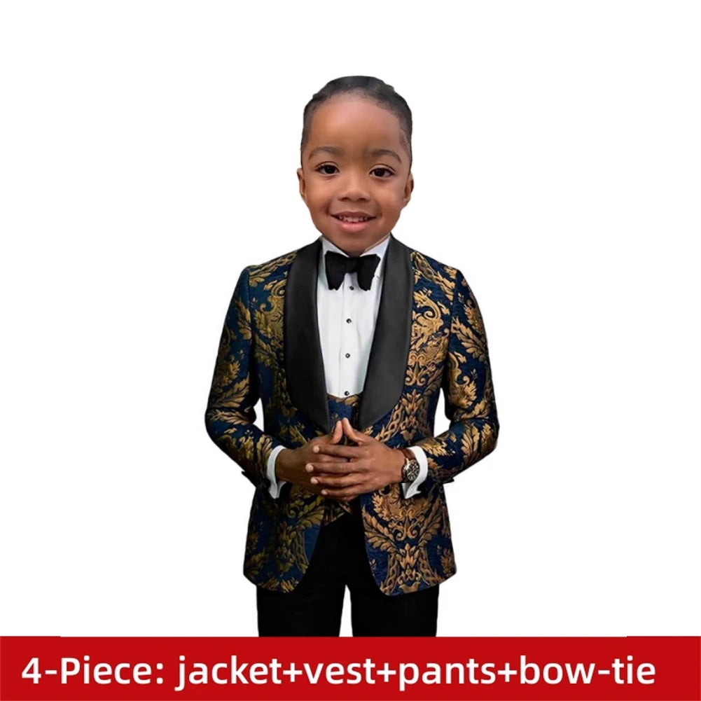 Navy Floral Boys Formal Suit