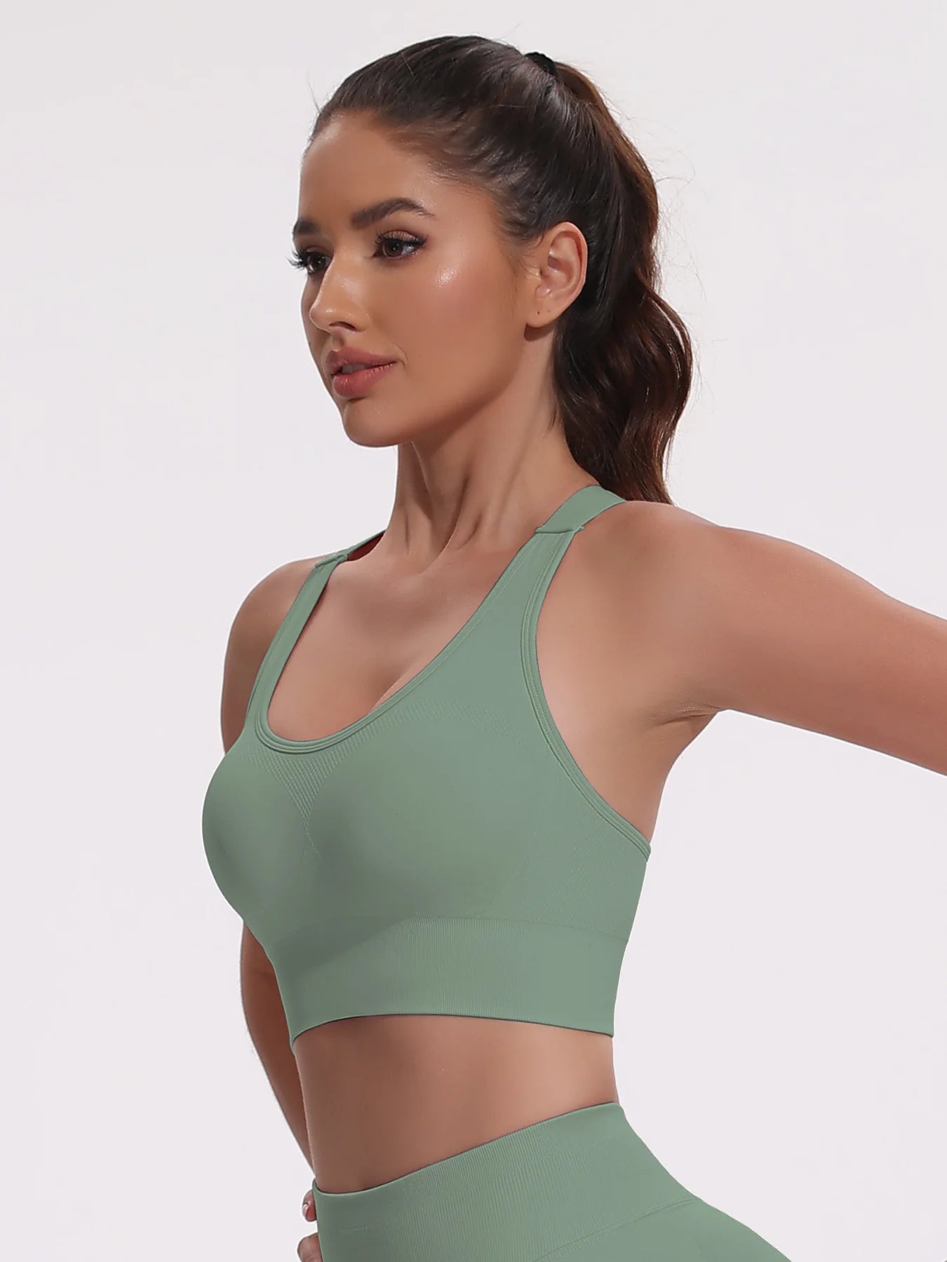 Beautiful Back Sports Bras For Women Seamless Adjustable Strap Shockproof Elastic Fitness Athletic Brassiere Slim Yoga Top