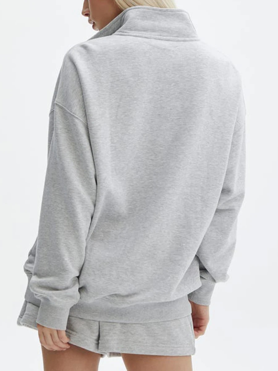 Velvet Zip Sweatshirt Shorts Set