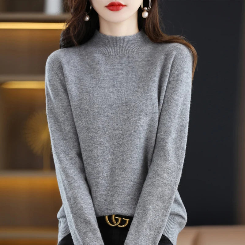 Merino Wool Mock Neck Pullover