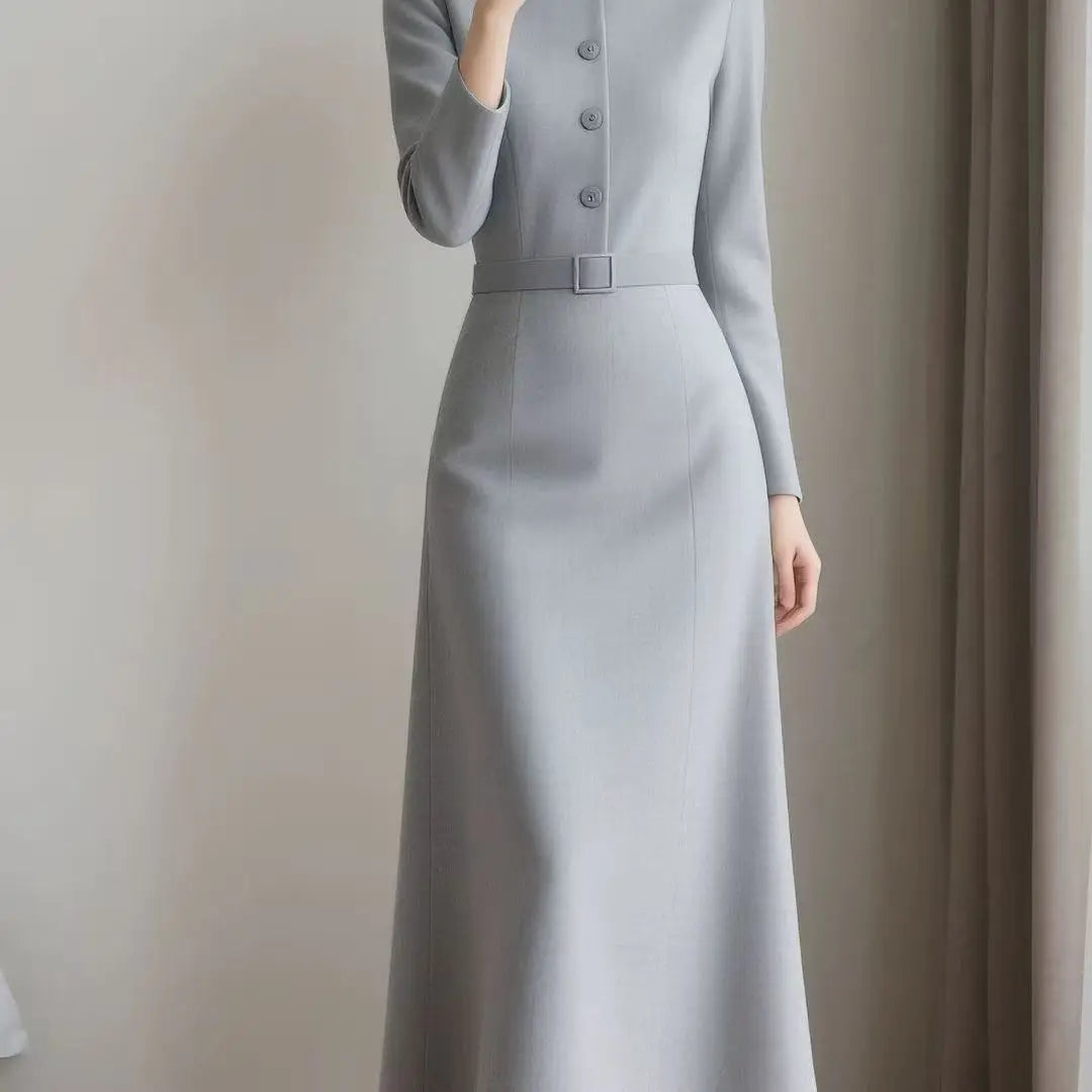 Elegant O-Neck A-Line Midi Dress