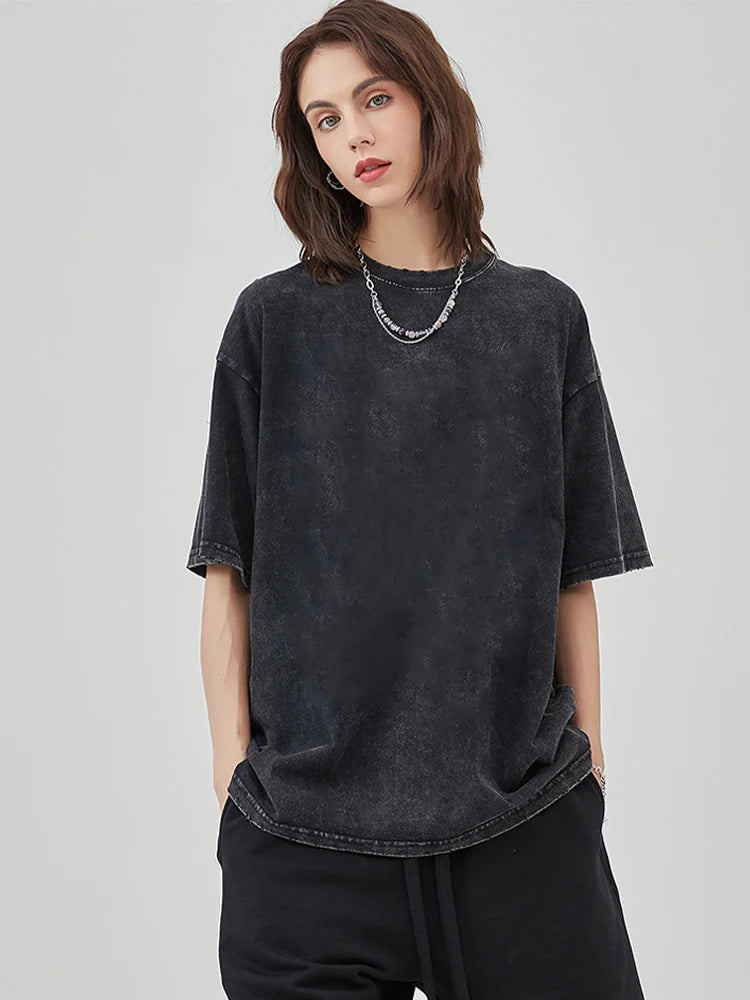 Vintage Washed T-shirts 100% Cotton Gym Muscle Rat Print Crew Neck Tshirts Casual Goth Hip Hop Streetwear Women Men Summer Tee