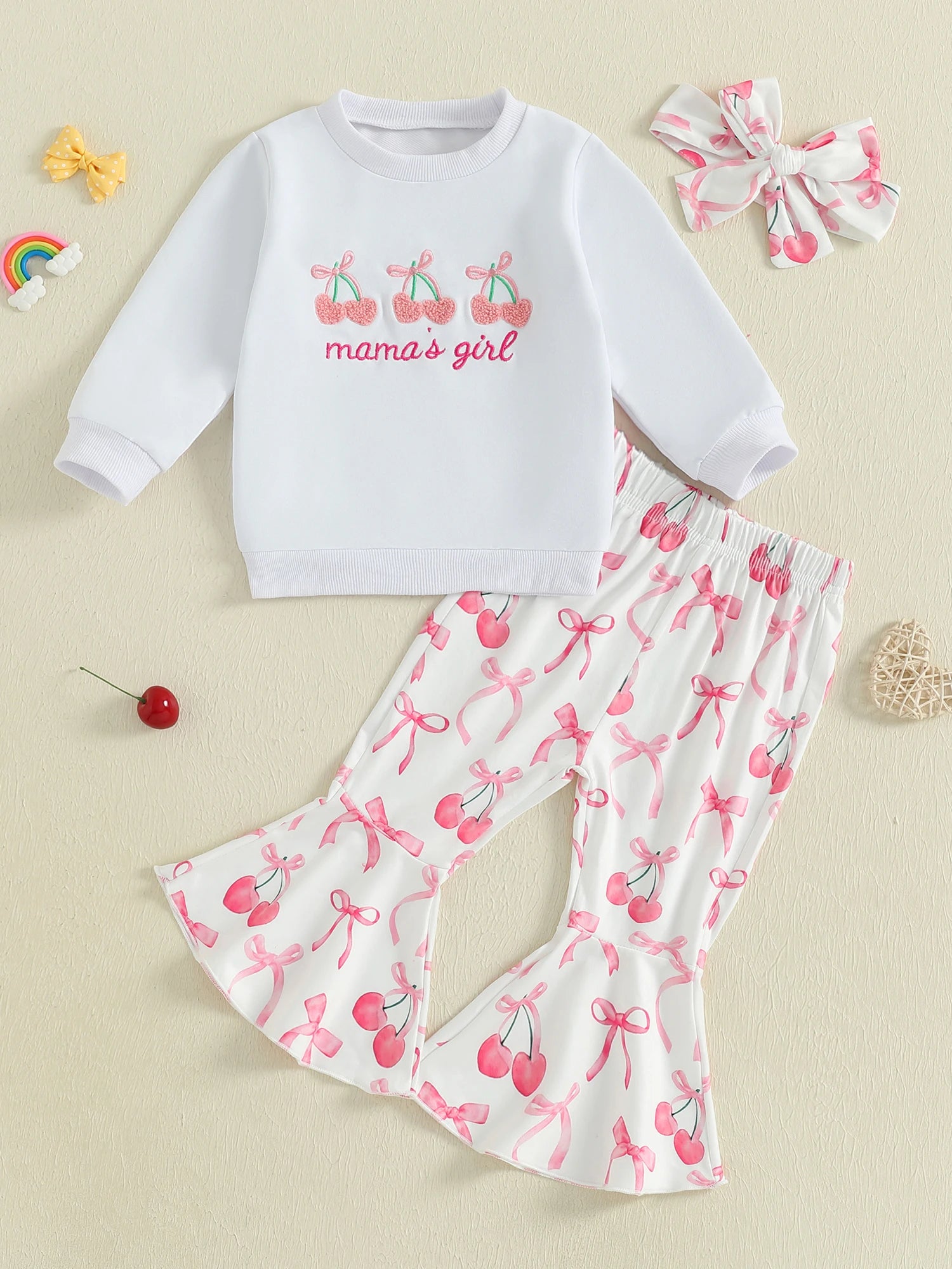 Cherry Bow Toddler Outfit Set