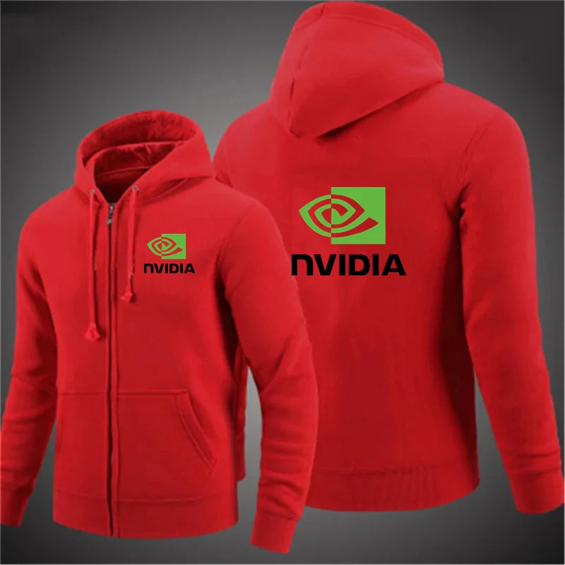 Autumn Men Nvidia Sweatshirts Long Sleeve Jacket Hoodie Zipper Closure Jacket Male Hoodies Sweatshirt Slim Fit Male Clothing