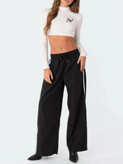 Striped Drawstring Casual Cargo Pants