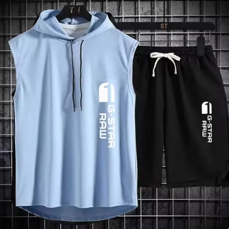 Men's track suit summer sportswear two-piece t-shirt shorts brand tracksuit jogging men's sports suit fitness clothes exercise