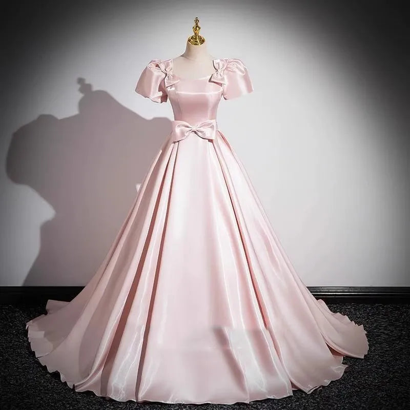 Elegant Party Evening Dress for Women 2026 New Pink French Satin Fashion Chorus Adult Ceremony Fashion Show Banquet Dress