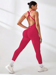 Yoga lady's one-piece suit with crossed back